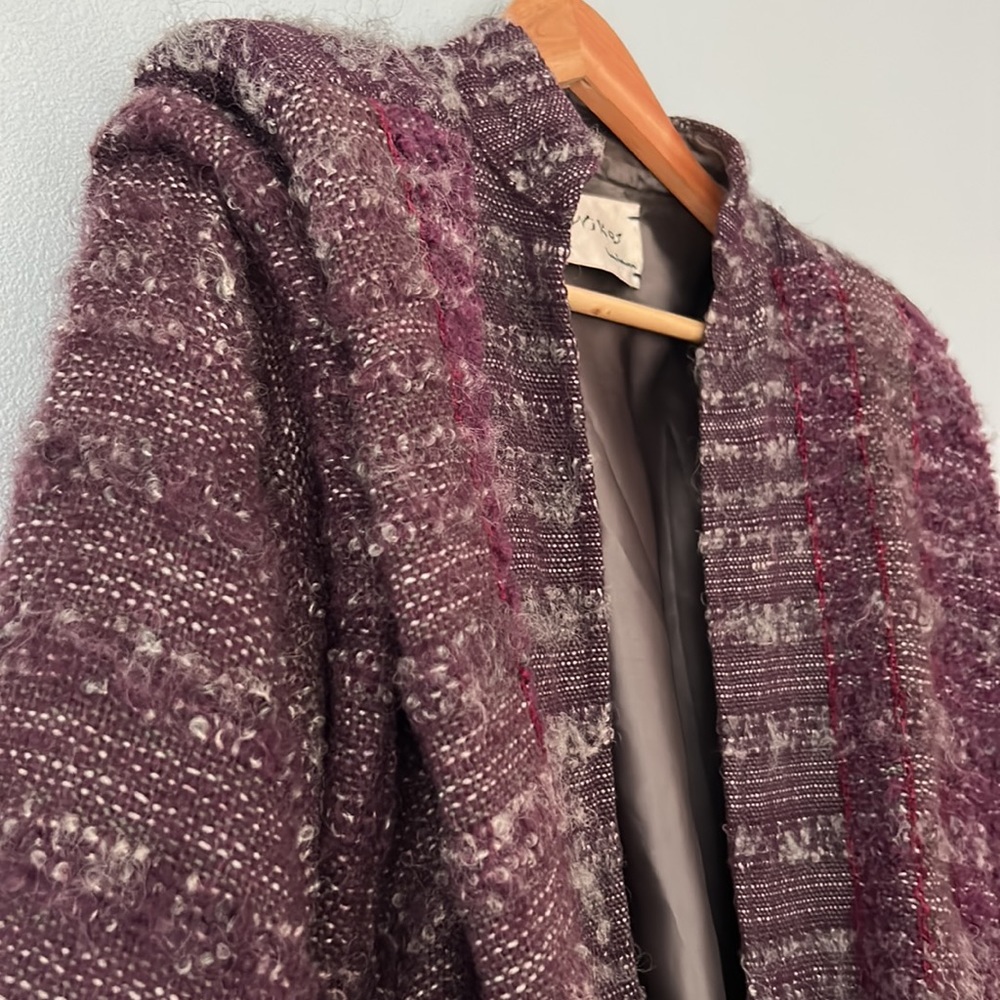 Nikos • Vintage 70s-80s Handwoven Art Knit Purple Sweater Blazer Jacket One Size - Picture 17 of 17
